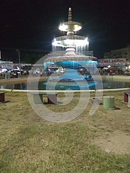 Beautiful fountain in porbandar gujarat night view