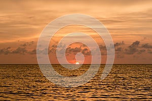 Beautiful four colors sunset in the Rodadero beach, Santa Marta, Colombia photo