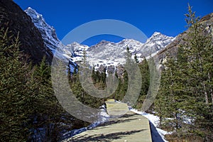 Beautiful Four sisters mountain Mount Siguniang national park near Chengdu in Sichuan province, China