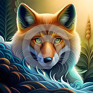 Beautiful fox illustration - ai generated image