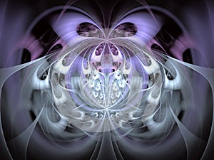Beautiful fractal flower or butterfly with glowing elements