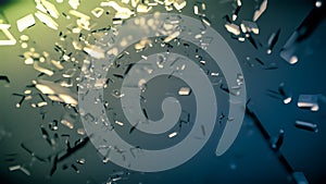 Beautiful fragments of glass splinters black background. 3d illustration, 3d rendering