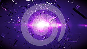 Beautiful fragments of glass splinters black background. 3d illustration, 3d rendering