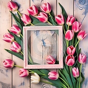 A beautiful frame composition of spring tulip flowers