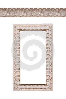 Beautiful frame and ornament bas-relief on a white background