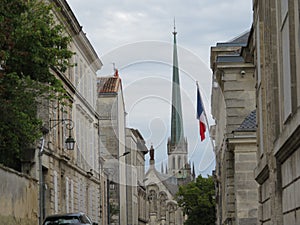 Beautiful French city with old buildings large churches photo