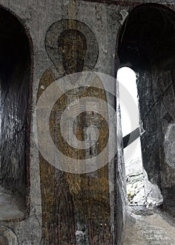 Beautiful frescos and interior of Kobayr monastery in Armenia.