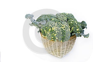 Beautiful fresh Broccoli on handmade bamboo basket