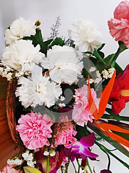 Beautiful Fresh colorful flowers bouquet  on white background