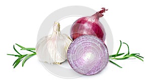 Beautiful fresh onions. Group of objects.