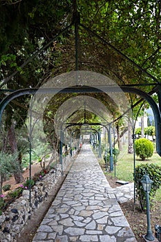Park of palace Achilleon, Corfu, Greece photo