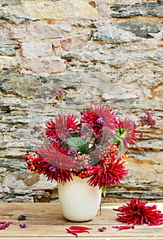 Beautiful fresh red dalia bouquet