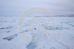 A beautiful frozen ais view at Lake Baikal during winter