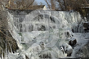 Frozen waterfall in Waterbury, Vermont photo