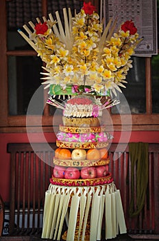 Beautiful fruits decoration to the temple in bali