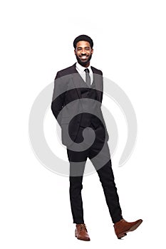 Beautiful full body happy black fashion man