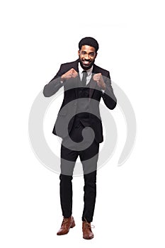 Beautiful full body happy black fashion man