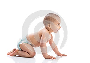 Beautiful funny baby learn how to crawling