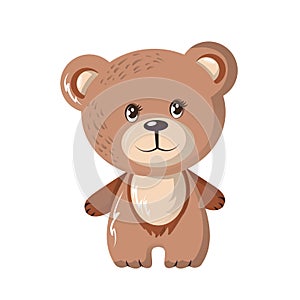 Beautiful funny cartoon bear. Cute, fluffy, omnivorous bear, family mammals.