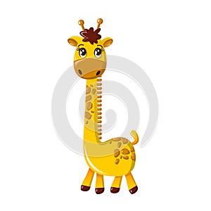 Beautiful funny cartoon tall giraffe. Large giraffe with long necked.