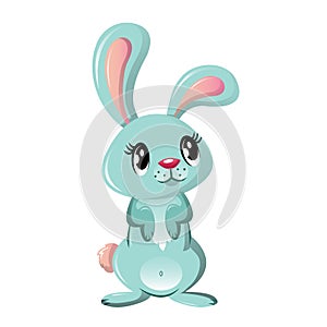 Beautiful funny little rabbit, pet. Lovely fluffy cartoon rabbit.