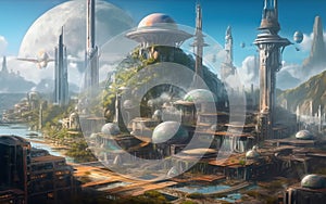 a beautiful futuristic city, the city of the future.