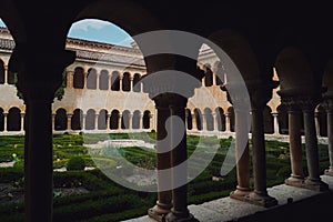 Beautiful garden of the Abbey of Santo Domingo de Silos in Spain photo