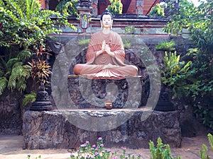 Beautiful Garden With Buddha Statue At Buddhist Temple Brahmavihara Arama Monastery