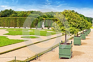Beautiful Garden in a Famous Palace of Versailles (Chateau de Versailles), France.