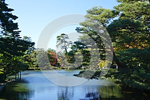 Beautiful garden landscpae at Kenrokuen garden