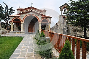 Beautiful garden in Meteora Agio Stefano monastery in Greece