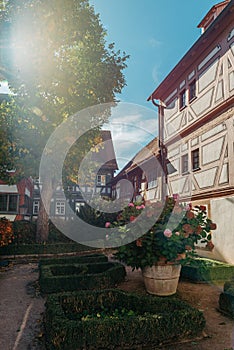 Beautiful Garden and Old National German Half-Timbered houses Town House in Bietigheim-Bissingen, Baden-Wuerttemberg