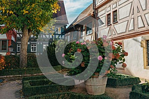 Beautiful Garden and Old National German Half-Timbered houses Town House in Bietigheim-Bissingen, Baden-Wuerttemberg
