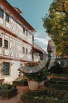 Beautiful Garden and Old National German Half-Timbered houses Town House in Bietigheim-Bissingen, Baden-Wuerttemberg