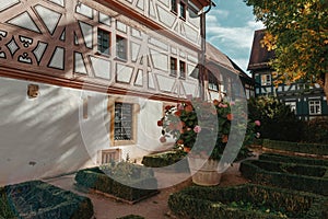 Beautiful Garden and Old National German Half-Timbered houses Town House in Bietigheim-Bissingen, Baden-Wuerttemberg