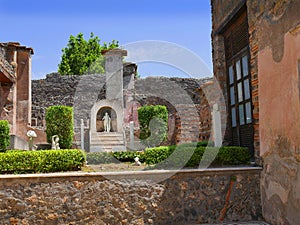 Beautiful Garden in the ruined city of Pompeii