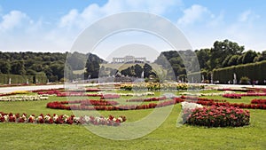 Beautiful Garden Of The SchÃ¶nbrunn Palace With Gloriette In The