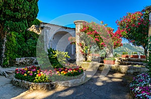 A beautiful garden at Villa Rufolo territory, Ravello, Italy.