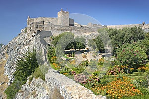 Beautiful garden within the walls of the fortress in MarvÃ£o, Alentejo.