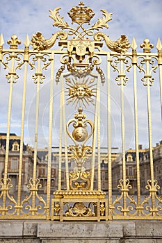 Beautiful gate of Versailles palace detailed fence near Paris