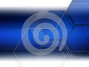 Geometric hexagon elements on blue background