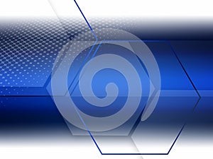 Geometric hexagon elements on blue background