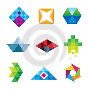 Beautiful geometric polygon art design arrow new dimension logo set icon