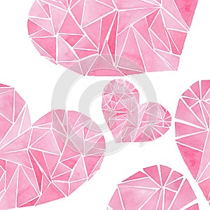 Beautiful geometric precious crystal graphic lovely artistic tender wonderful holiday bright Valentine pink hearts pattern waterco