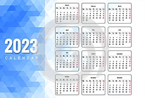 Beautiful geometric style 2023 new year calendar background