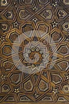 Beautiful geometric wood pattern of Arabic style. Traditional islamic art.
