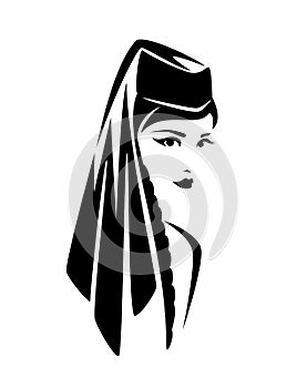 Beautiful Georgian woman with traditional headwear vector