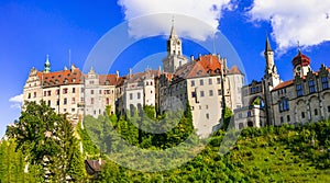 Beautiful German castles- impressive Sigmaringen over rock. landmarks of Germany