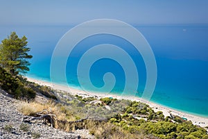 Beautiful Gialos beach on Lefkada island in Greece