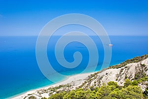 Beautiful Gialos beach on Lefkada island in Greece